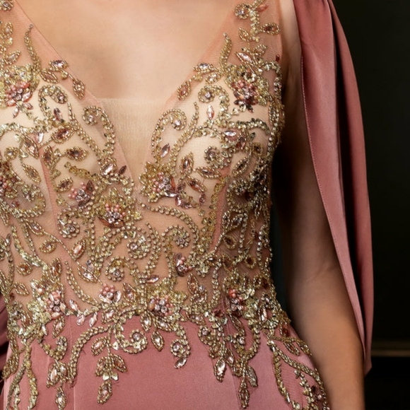 COPY - Rose pink off shoulder formal evening bridesmaid mother of the bride dre… - Picture 6 of 8